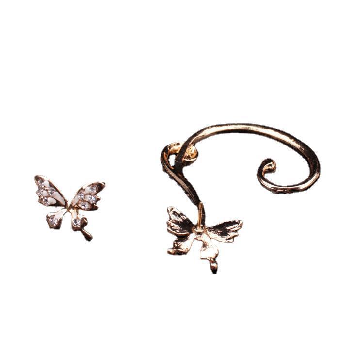 Butterfly earrings exaggerated fashion no pierced ear clip jewelry diamond punk earrings