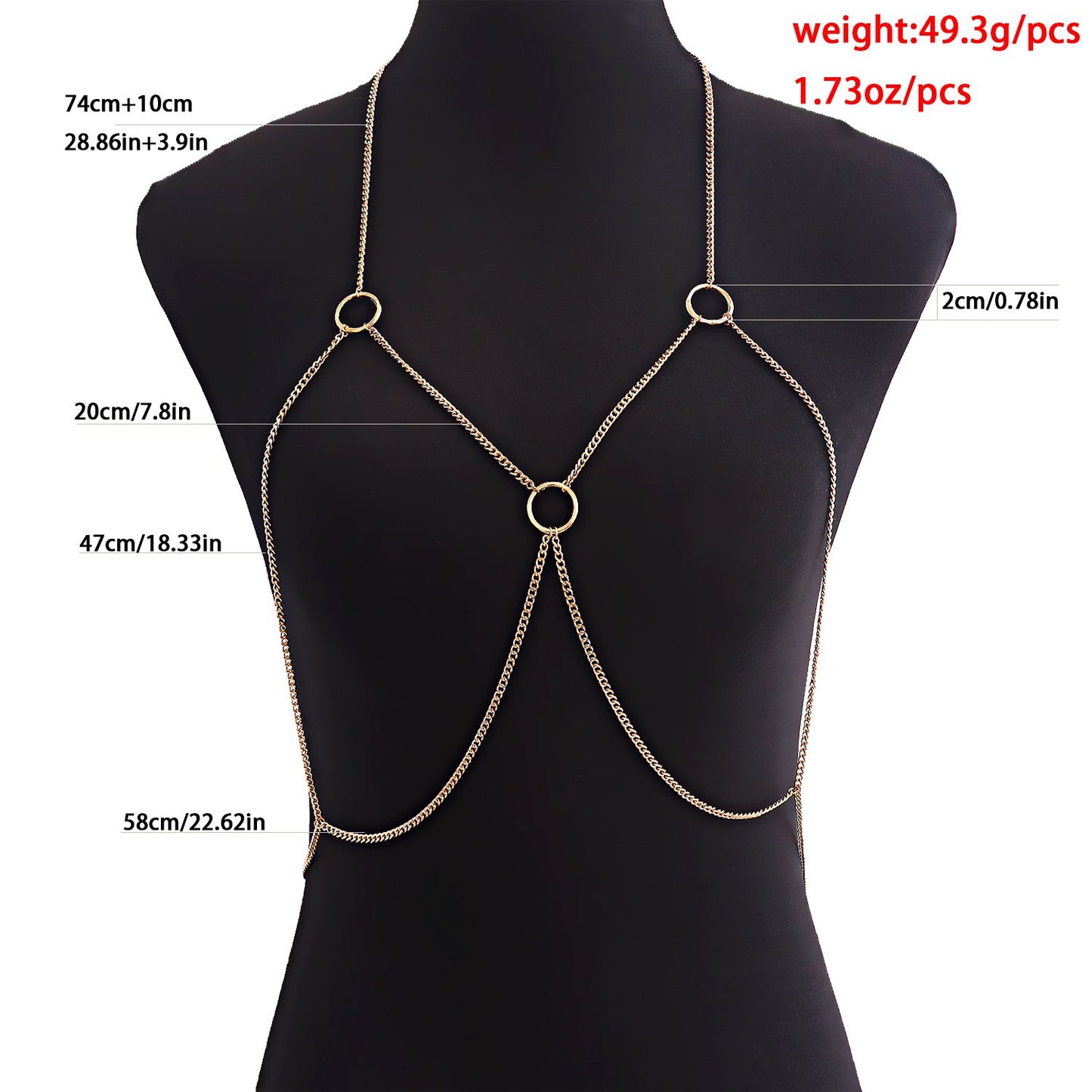 Jewelry exaggerated multi-layer geometric ring chest chain female ins sexy bikini babes body chain