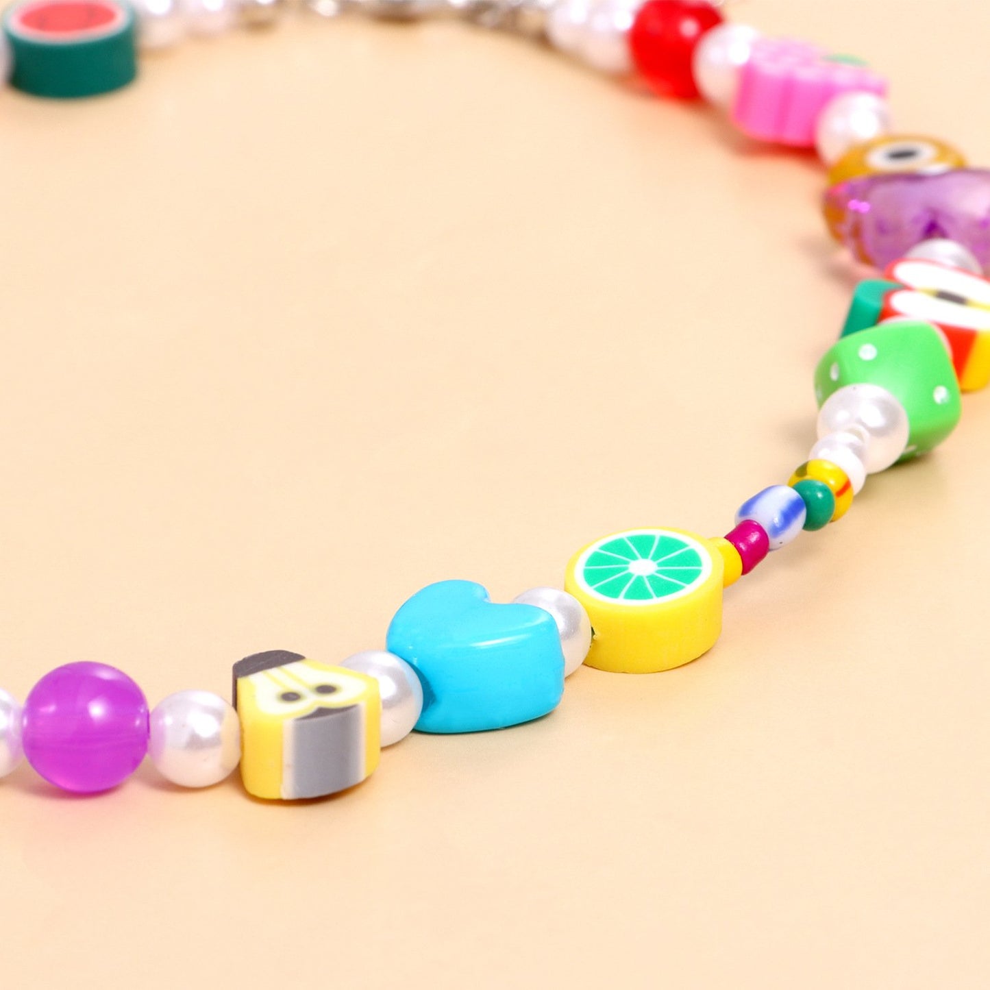 Jewelry Acrylic Butterfly Pearl Necklace Ladies Resin Soft Pottery Fruit Bead Necklace