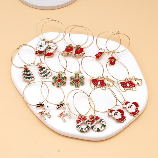 Christmas ornaments, Christmas elements, diamonds, snowflakes, bells, earrings, Christmas gifts, earrings, women