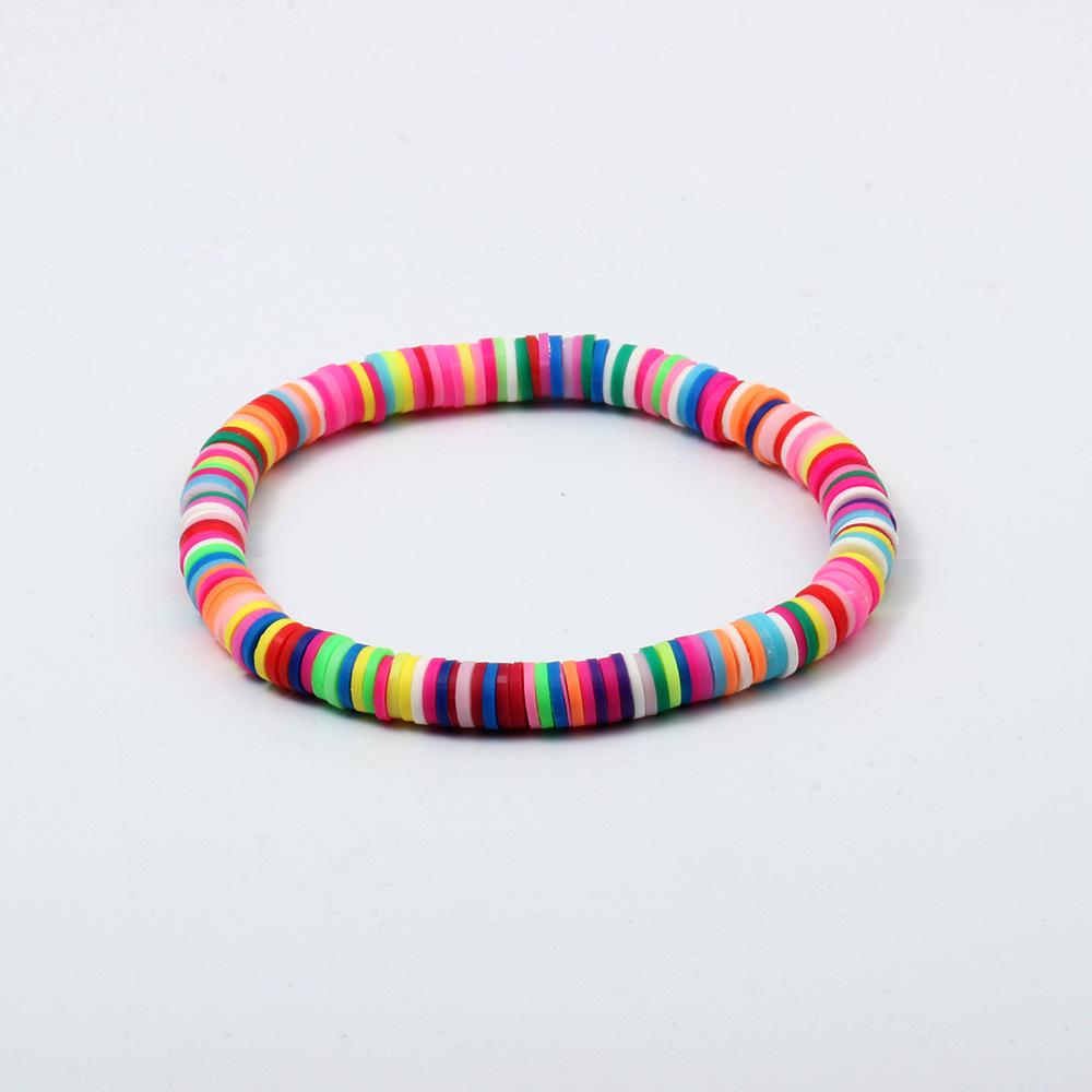 Personality Fashion Ethnic Handmade DIY Mixed Rainbow Soft Pottery Bracelet Bohemian Colorful Bracelet