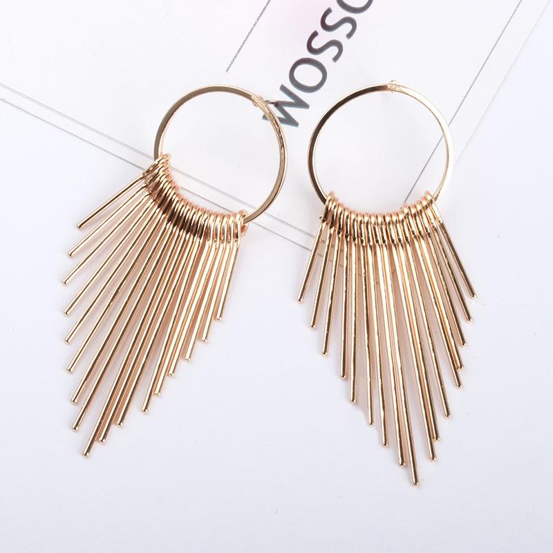 Circle multi-layer long and short tassel stud earrings retro fashion earrings