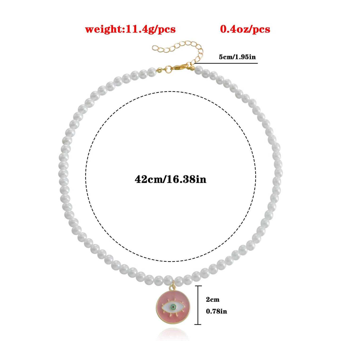 Jewelry Acrylic Pearl Beaded Necklace Devil's Eye Pendant Necklace Niche Short Style Jewelry