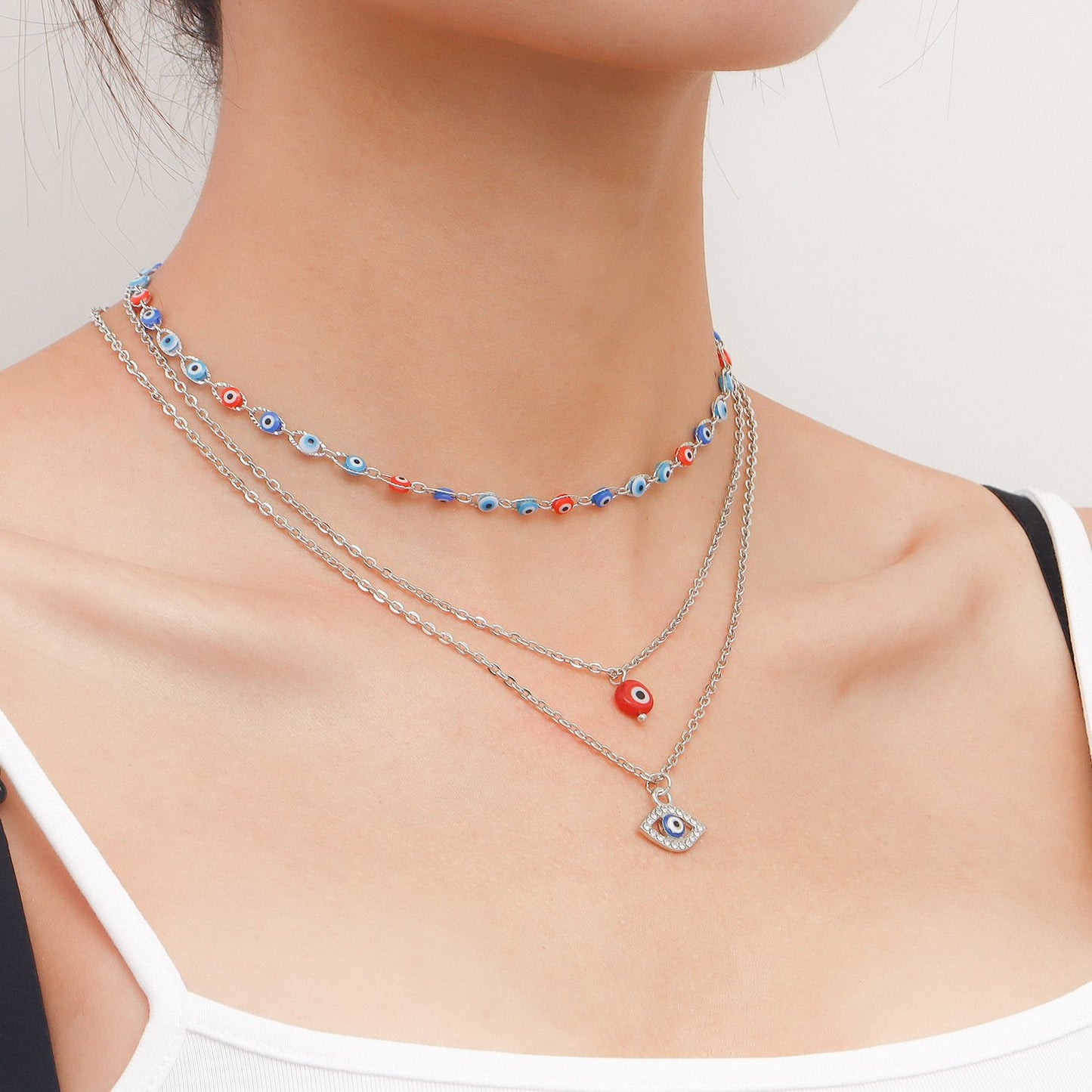Jewelry Multi-layer Devil's Eye Pendant Necklace Women's Versatile Light Luxury Creative Design Necklace