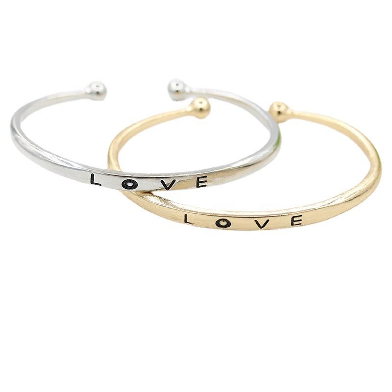 ins simple English letter bracelet female fashion temperament love letter open bracelet couple jewelry tide