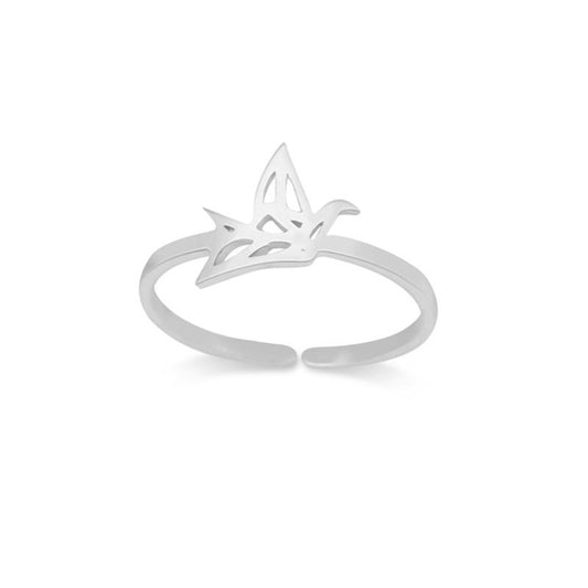 Creative Personality Thousand Paper Crane Ring Female Fashion Simple Peace Dove Ring Small Fresh Jewelry Opening Adjustable