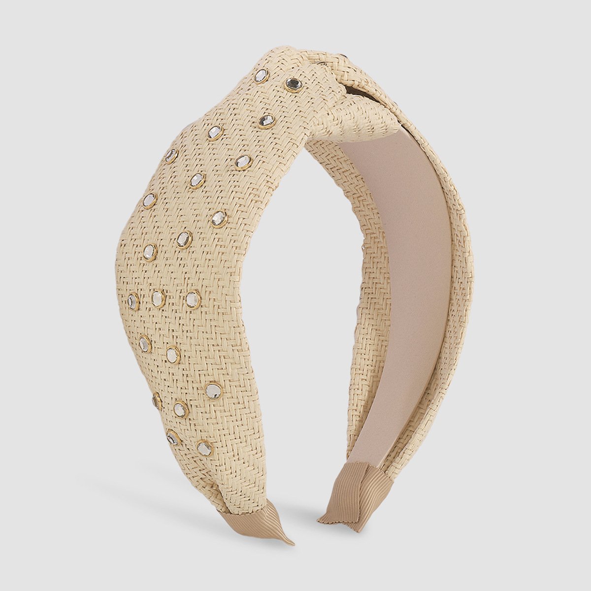 F459 Leisure vacation hair hoop straw braided wide-brimmed fashion geometric head hoop Internet celebrity knotted hair accessories for adults