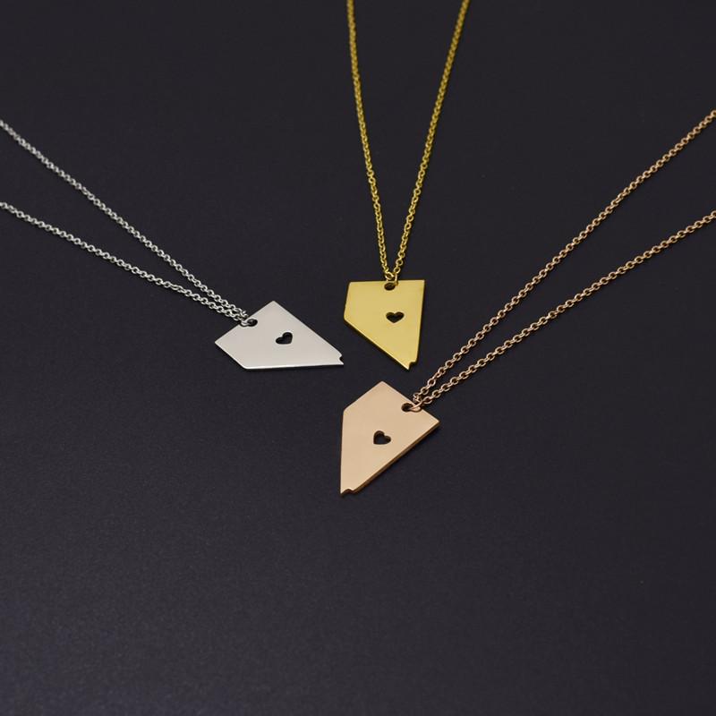 Simple USA State Map Necklace Stainless Steel Nevada State Map Pendant Necklace NevadaState