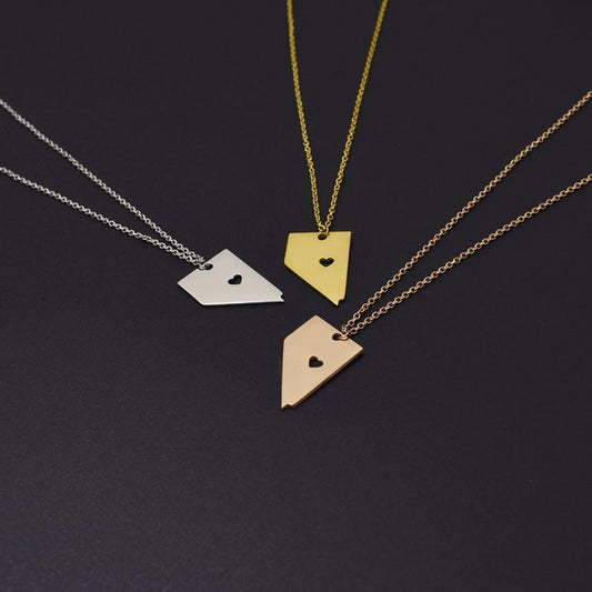 Simple USA State Map Necklace Stainless Steel Nevada State Map Pendant Necklace NevadaState