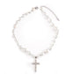 Stainless Steel Clavicle Chain Glass Pearl Set Diamond Cross Pendant Decorative Necklace