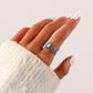 Fashion Simple Exaggerated Ladies Stainless Steel Creative Opening Adjustable Color Sun Drip Oil Ring