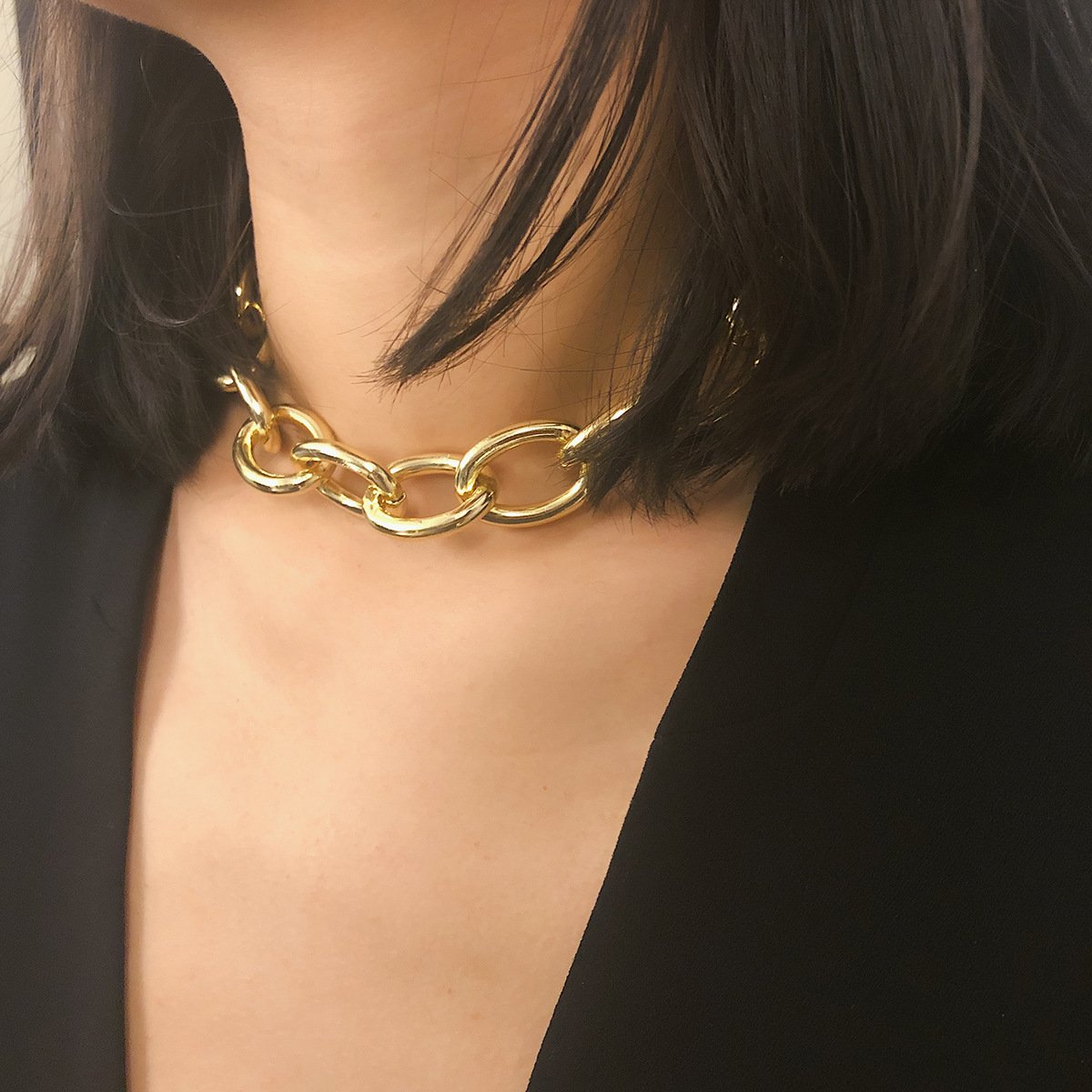 Jewelry Simple Personality Metal Chain Necklace Necklace Female Exaggerated Frosted Punk Short Necklace