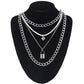 Jewelry Retro Versatile Multi-layer Peach Heart Glossy Trendy Alloy Padlock Necklace Three-piece Set