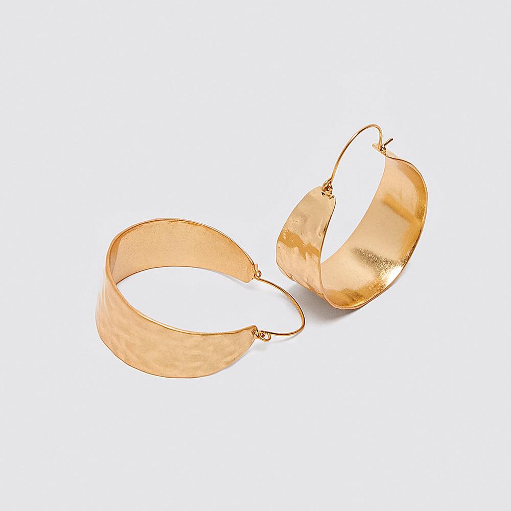 E967 Minority Design Metal Earrings Creative Fashion Versatile Alloy Large Circle Bright Earrings Earrings Women
