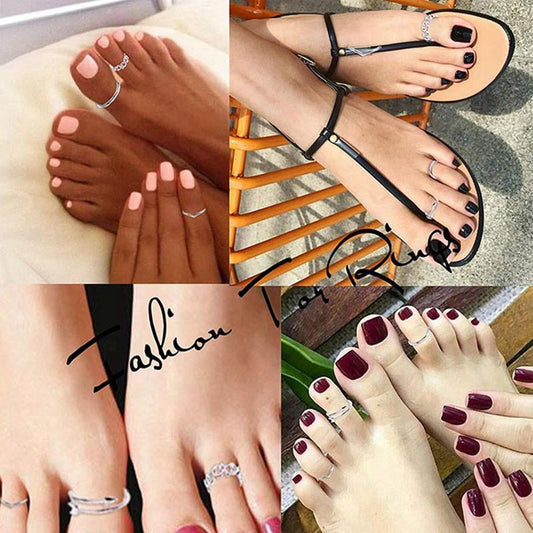 Foot Decoration Sexy Carved 8-piece Foot Ring Simple Opening Adjustable Foot Ring Set