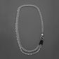 Fashionable atmosphere stainless steel pearl black glass multi-layer necklace titanium steel hip-hop ins long OT buckle necklace