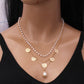 Jewelry disc crack sense multi-layer necklace personality retro geometric pearl pendant clavicle chain