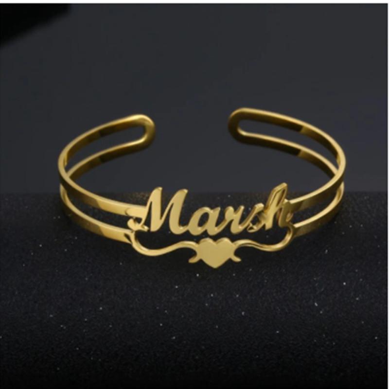 Personalized Name Bracelet Alphabet DIY Handmade Bracelet Stainless Steel Furnace Vacuum Plating Open Bracelet