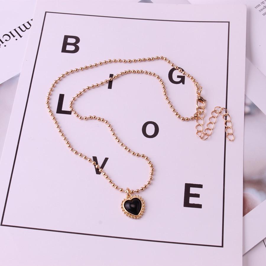 Ins Pendant Accessories Black Heart Titanium Steel Necklace Female Simple Versatile Personalized Clavicle Chain