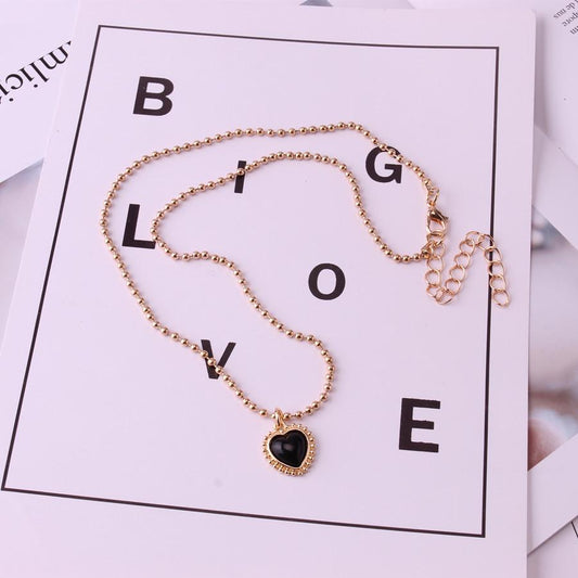 Ins Pendant Accessories Black Heart Titanium Steel Necklace Female Simple Versatile Personalized Clavicle Chain