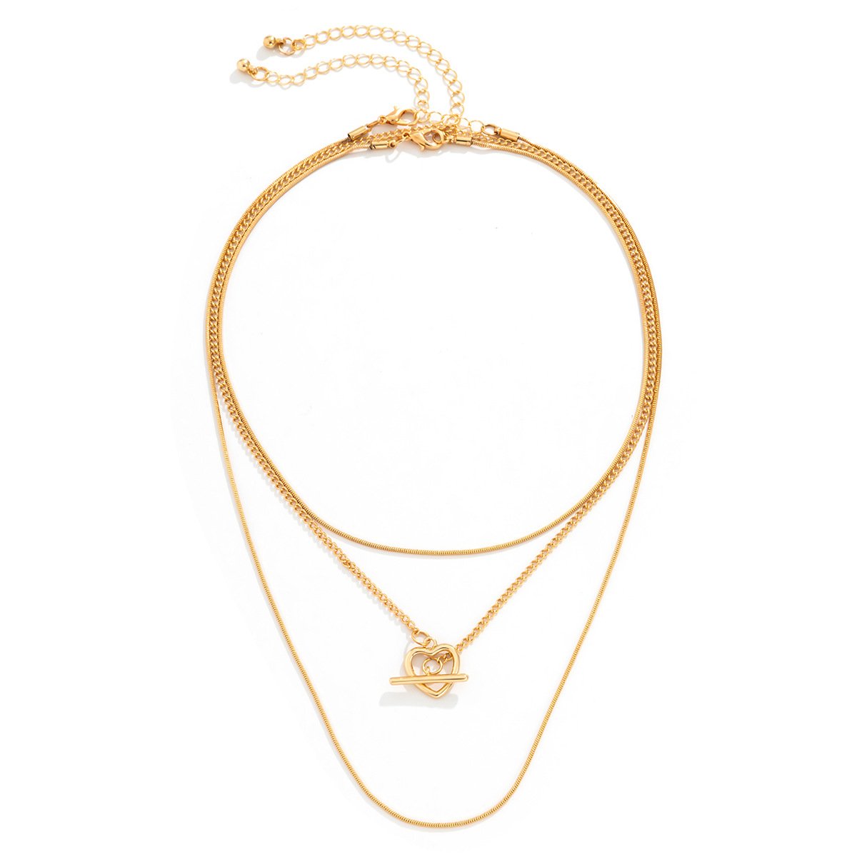 Jewelry simple and versatile thin snake bone chain necklace female retro fashion peach heart-shaped ot buckle necklace