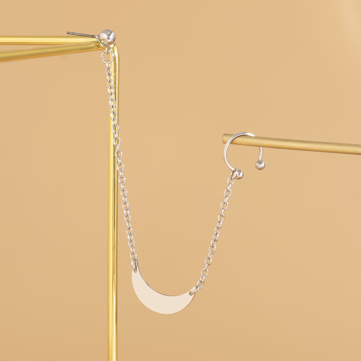 Jewelry punk punch-free iron chain tassel nose nails nose ring earrings one-piece piercing nose decoration