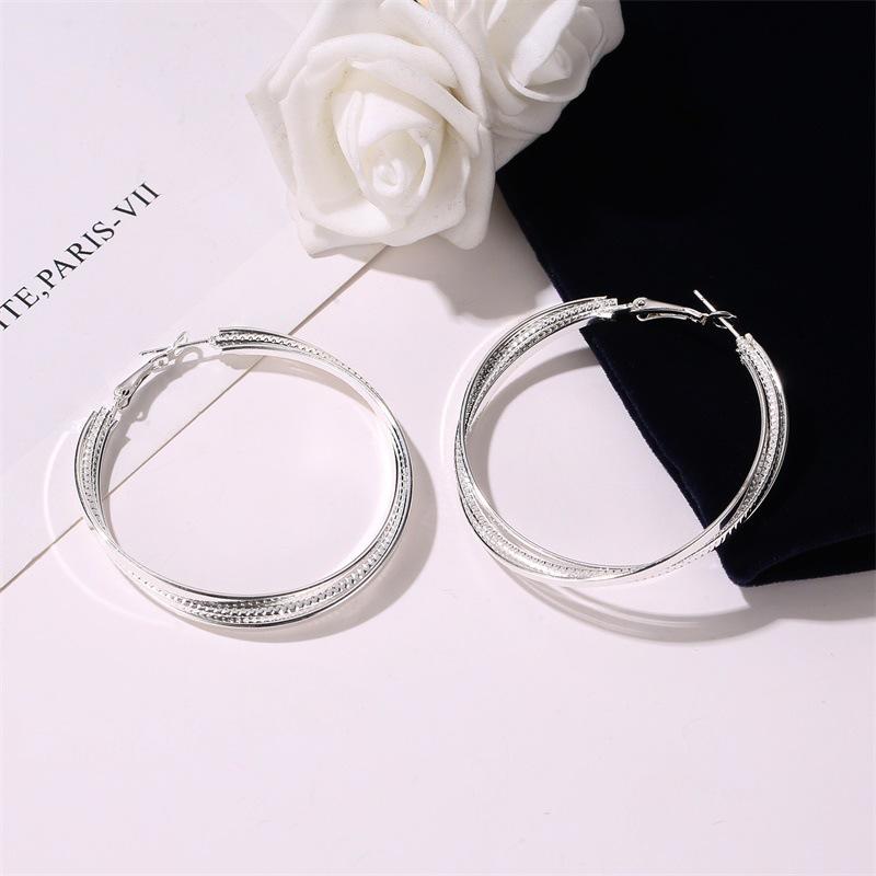 Earrings fashion simple three-layer cross earrings earrings exaggerated geometric multi-layer large circle earrings