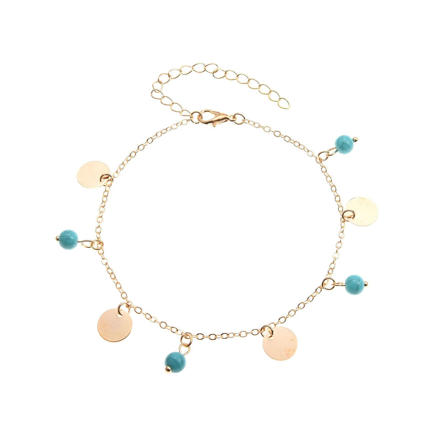 Spring and summer accessories simple turquoise disc pendant foot jewelry ladies personality beach anklet