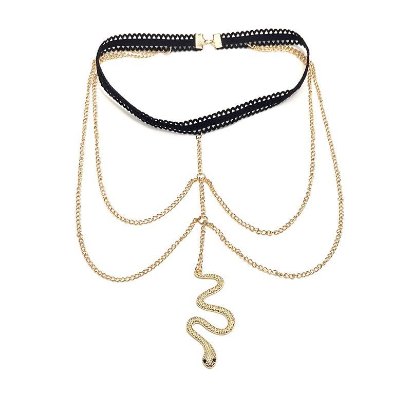Double Layer Thigh Chain Stretch Snake Long Leg Chain Women Bohemian Fashion Layered Chain Body Chain Jewelry