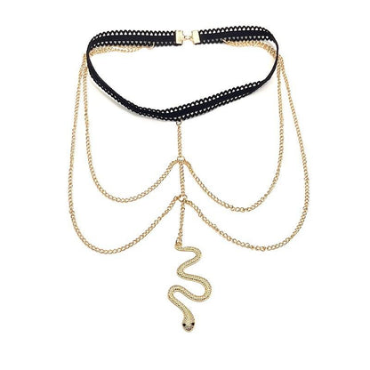 Double Layer Thigh Chain Stretch Snake Long Leg Chain Women Bohemian Fashion Layered Chain Body Chain Jewelry