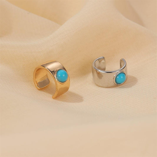 Ethnic earrings fashion wide version turquoise ear clip personality indifferent U-shaped ear bone clip no ear hole earrings female