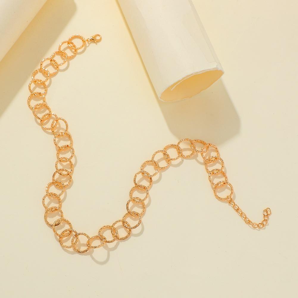 Jewelry simple single-layer circle O-shaped clavicle necklace exaggerated hip-hop short choker necklace female