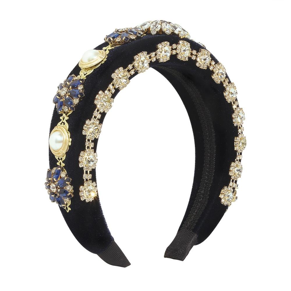 F3625 Baroque heavy industry hair hoop palace exaggerated thick sponge head hoop full of diamond flower temperament hair accessories