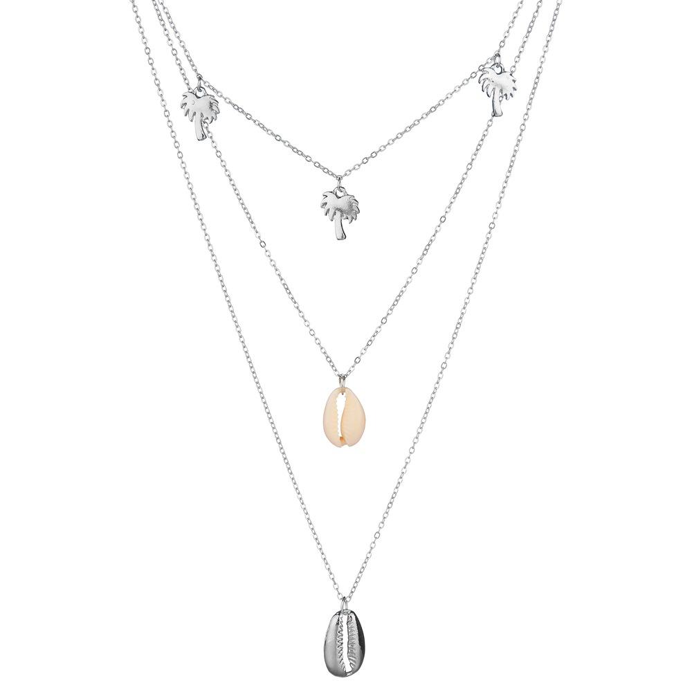 Jewelry Creative Shanghai Style Geometric Necklace Female Simple Coconut Shell Pendant Multilayer Necklace