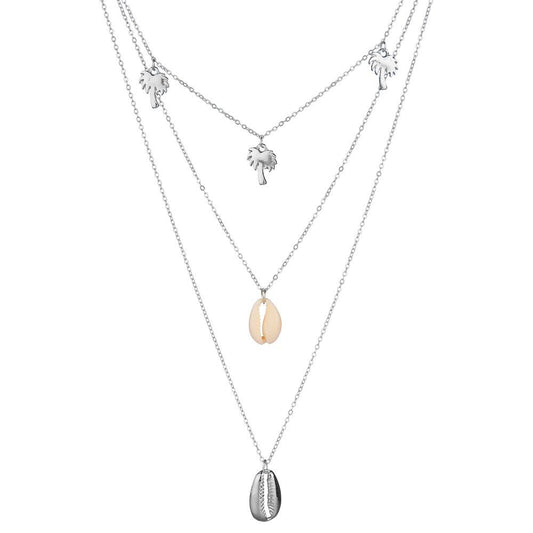 Jewelry Creative Shanghai Style Geometric Necklace Female Simple Coconut Shell Pendant Multilayer Necklace