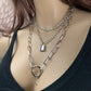 Necklace Retro Punk Exaggerated Thick Chain Necklace Women's Multilayer Hip Hop Lock Necklace Sweater Chain