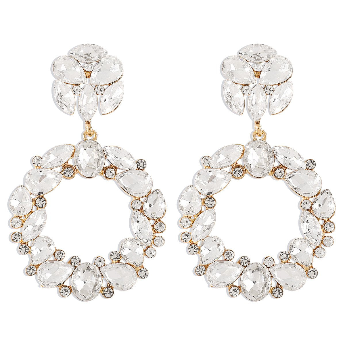 E1186 Circle Hollow Garland Geometric Earrings Light Luxury Temperament Ladies Retro Fashion Earrings Female