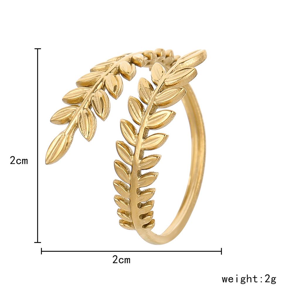 Ins trend personality stainless steel wheat ear adjustable ring fashion simple pastoral beautiful ring female