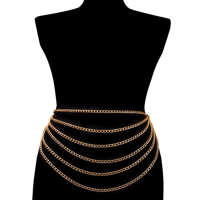 Jewelry Personality Simple Geometric Chain Body Chain Exaggerated Multi-layer Versatile Metal Waist Chain Female