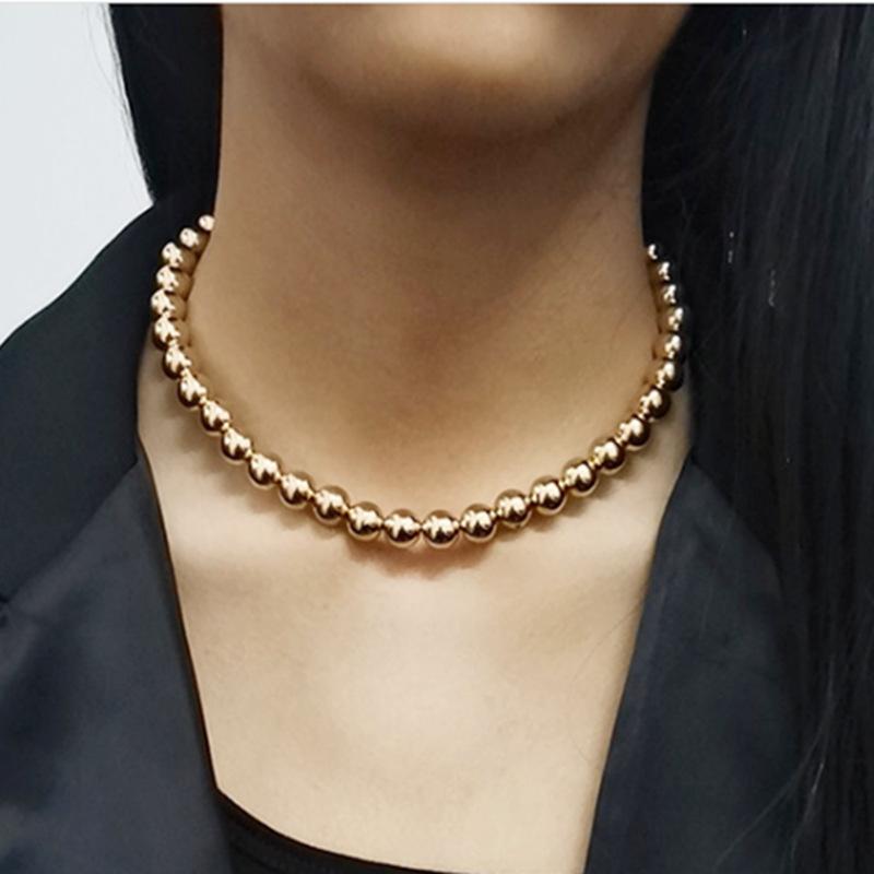 Jewelry Vacuum Plating Imitation Gold Color Preservation Necklace Female Beaded Short Necklace Necklace Female