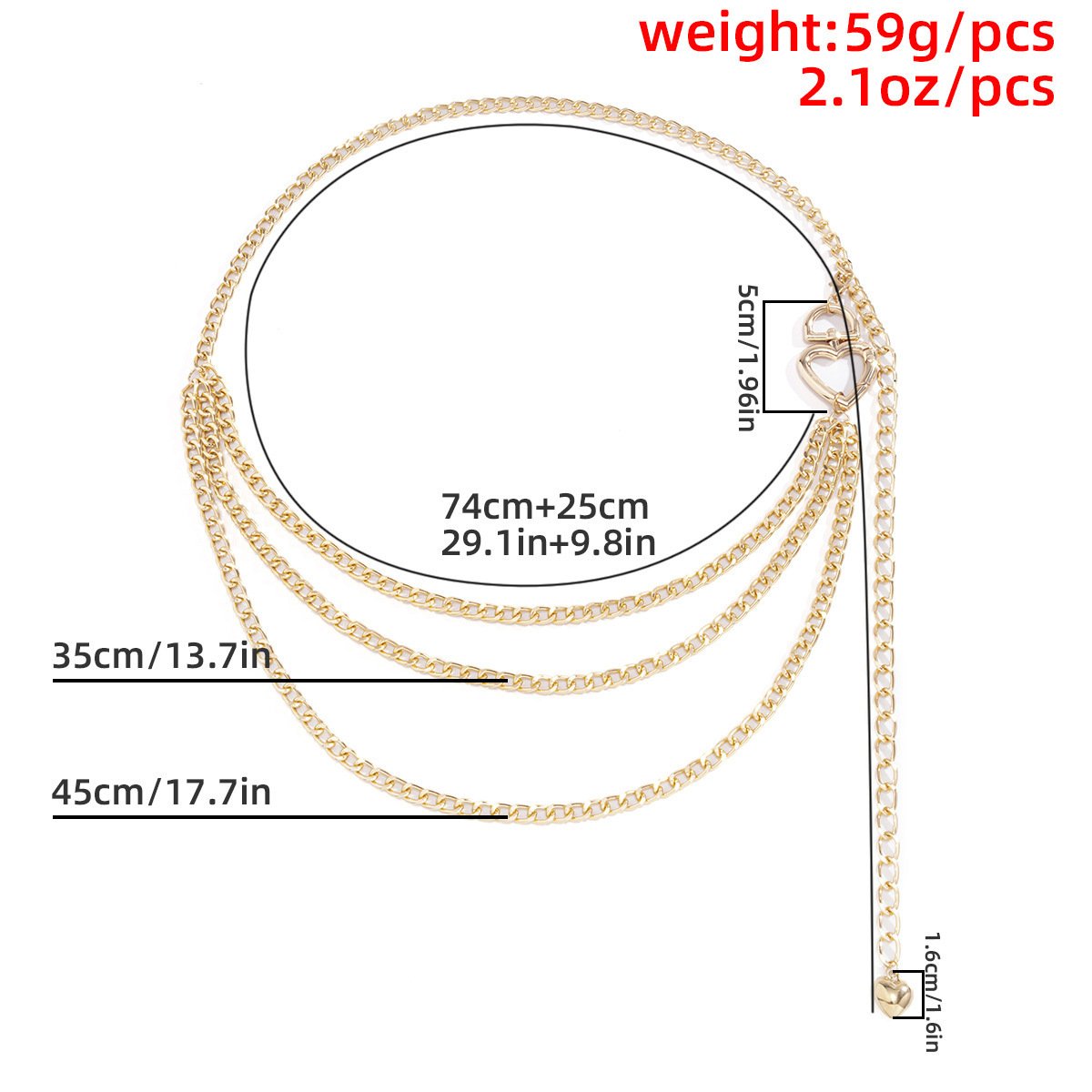 Jewelry simple personality heart-shaped hollow sexy multi-layer body chain fashion body chain waist chain female