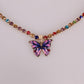 Accessories Personalized Colorful Claw Chain Drill Necklace Simple Drip Oil Symphony Butterfly Pendant Necklace