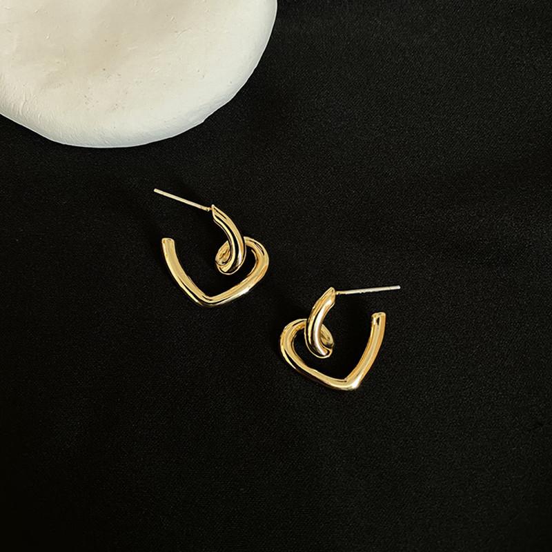 925 Silver Needle Niche Design Feeling Love Earrings Earrings Earrings Women's High-level Cold Temperament Heart-shaped Earrings