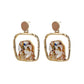 Fashion square hollow gravel drop glue earrings women's personality back shape temperament inlaid zircon earrings jewelry