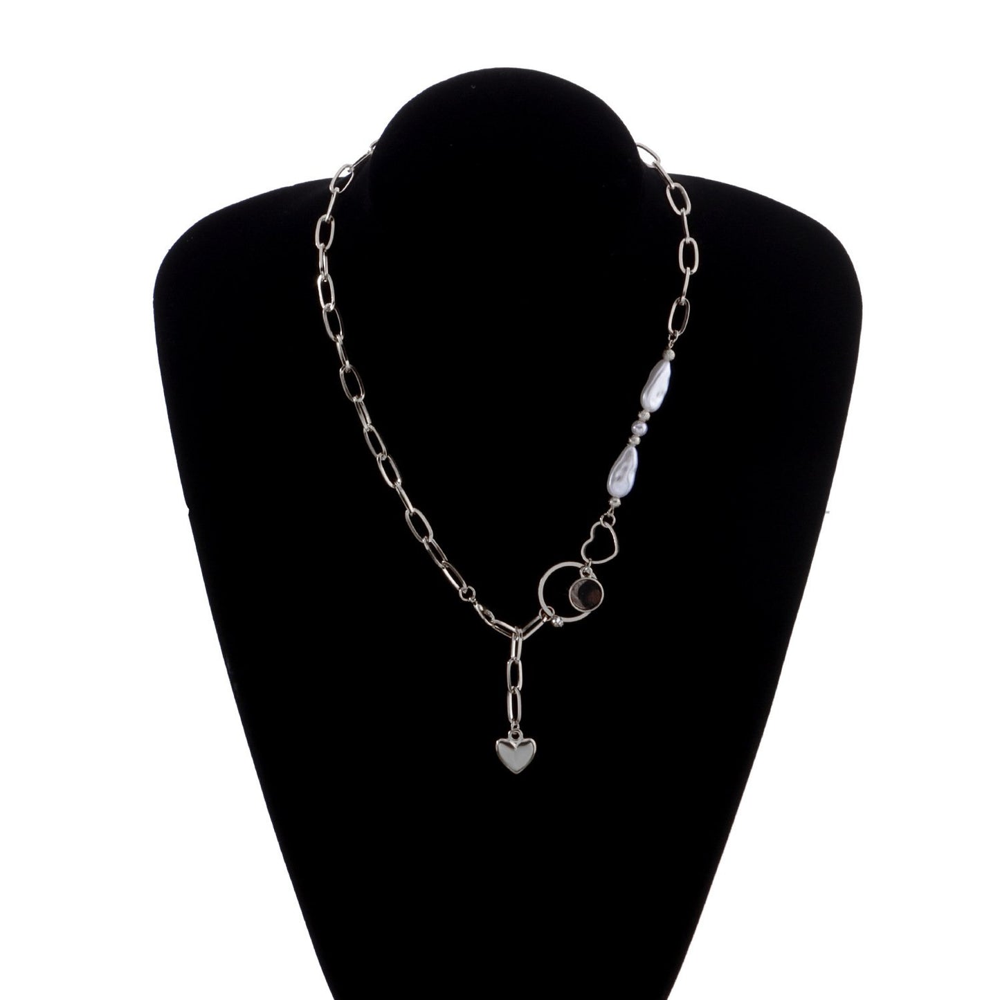 Jewelry Variety Wear Peach Heart Pendant Necklace Female Simple Geometric Ring Leopard Pearl Necklace