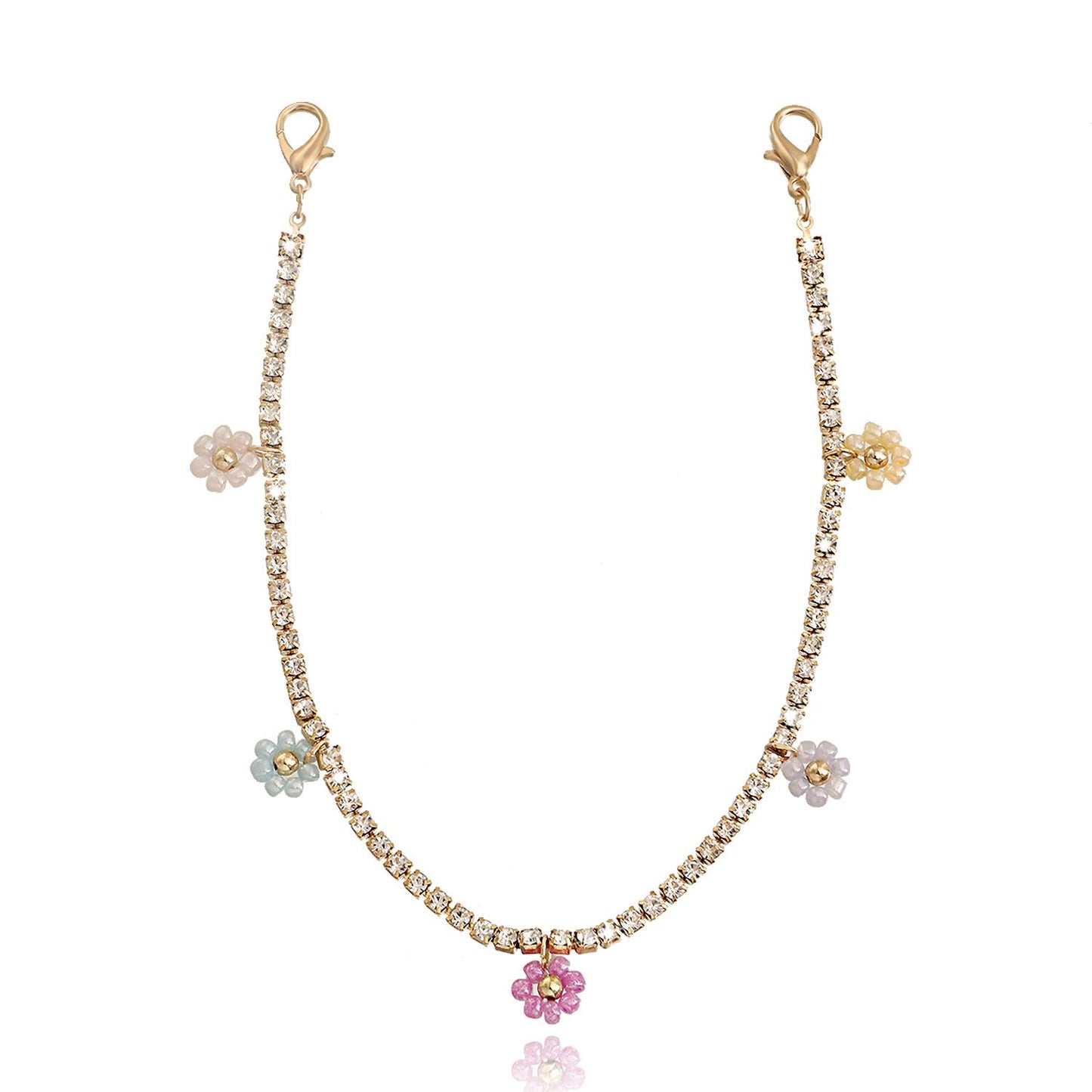Beach jewelry ins sparkling diamond claw chain rice bead daisy flower pendant shoe decoration female foot decoration