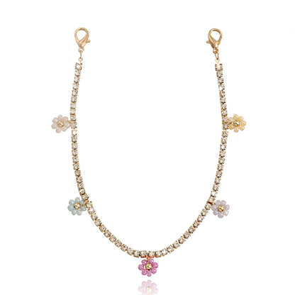 Beach jewelry ins sparkling diamond claw chain rice bead daisy flower pendant shoe decoration female foot decoration