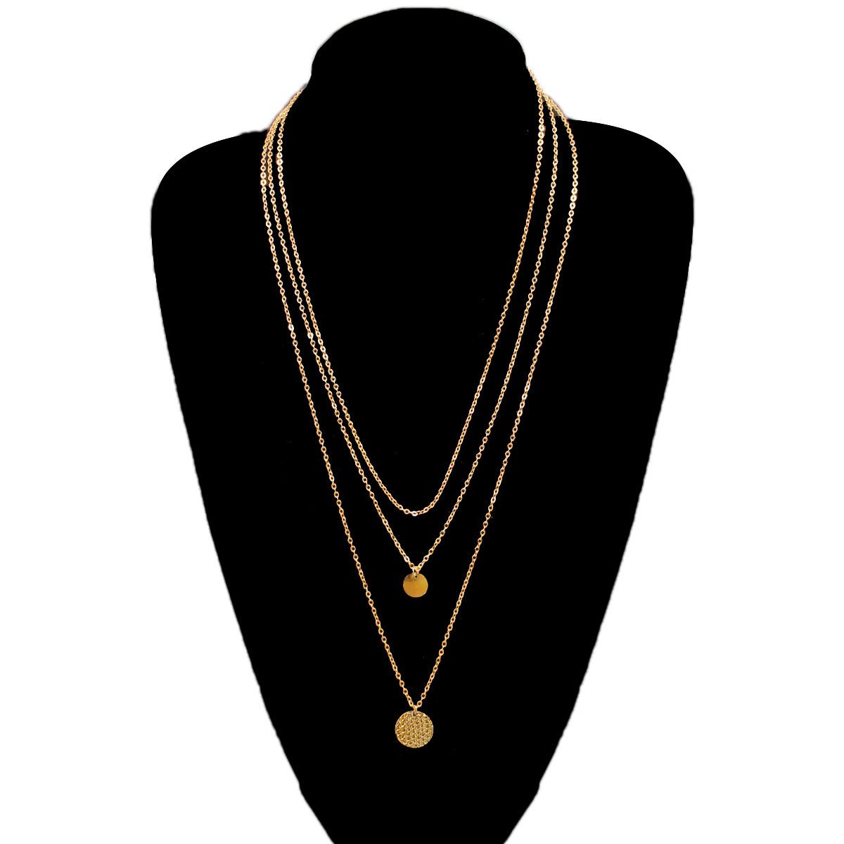 Fashion Geometric Metal Lasso Simple Necklace Metal Sequin Multilayer Necklace