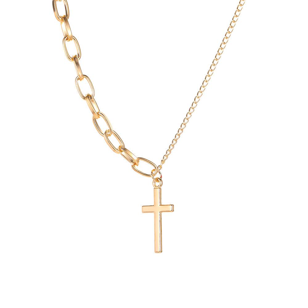 Ins design sense chain asymmetric cross necklace temperament simple pendant clavicle chain female