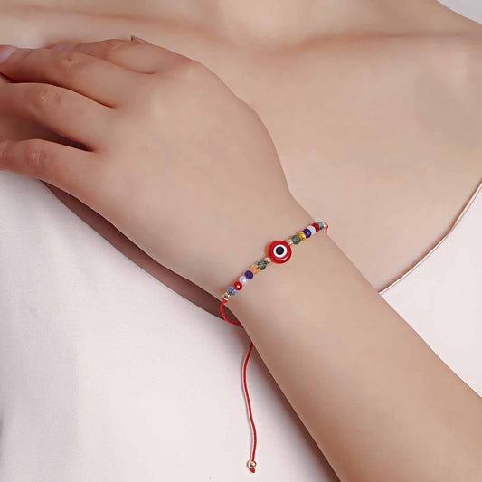 Jewelry punk woven multicolored crystal devil's eye hand rope female geometric eyes all-match bracelet